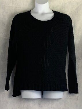 NY Collection Women's Pullover Crewneck Sweater, Black, XL